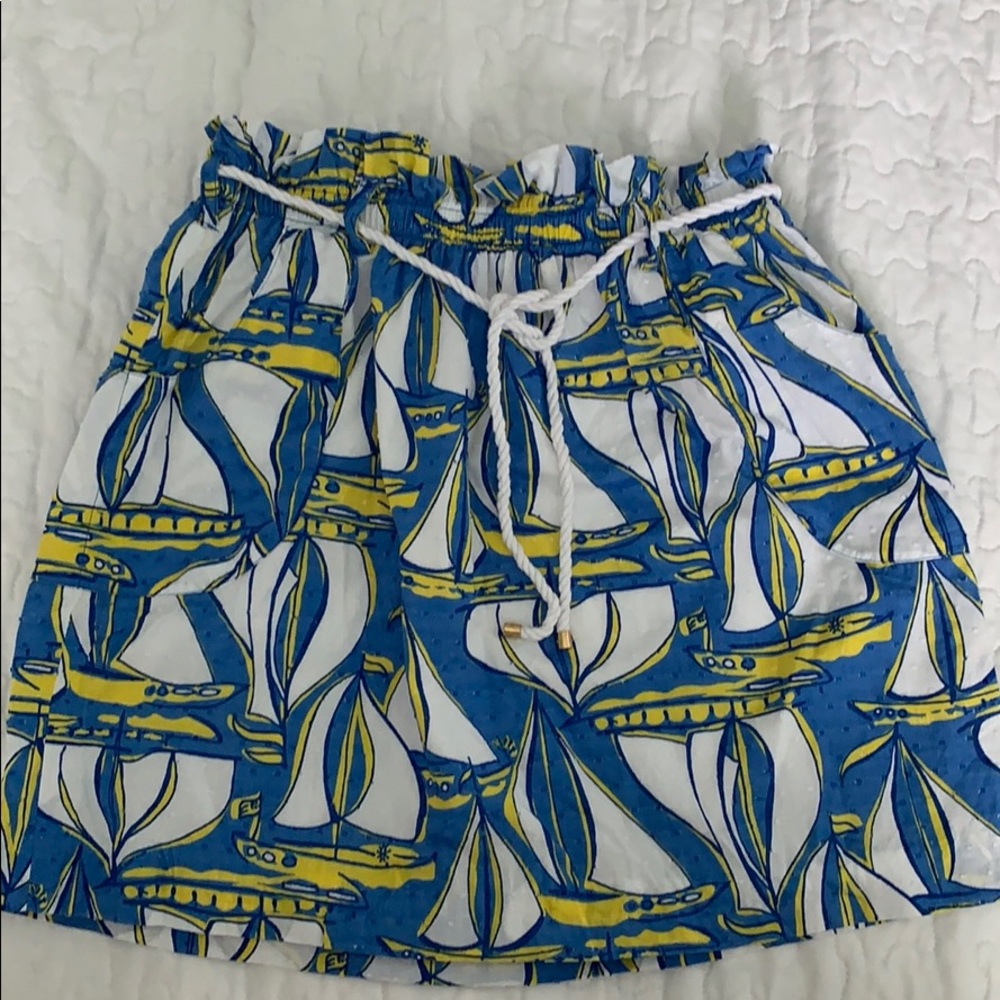 Lilly Pulitzer paper bag waist sailboat skirt